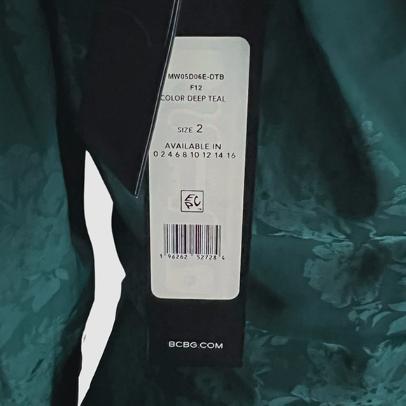 BCBGMaxAzria Vera Surplice Mini Dress, Deep Teal, NWT-Size 2 - Picture 9 of 12
